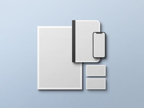 Top view stationary mockup design photo
