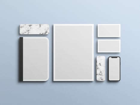 Top view stationary mockup design photo