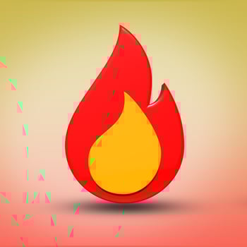 3D render fire icon png transaparent, red, orange photo