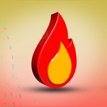 3D render fire icon png transaparent, red, orange photo