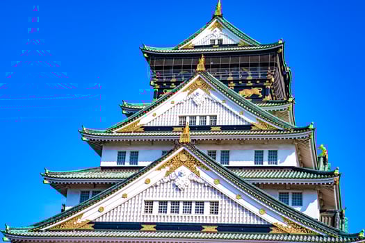 Japanese, Tourists, Travelers walked around Osaka Castle in Mar 2018 with dry tree around, Oaska, Japan. photo
