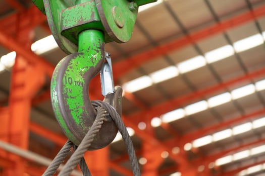 Metal hooks for heavy industrial lifting applications. photo