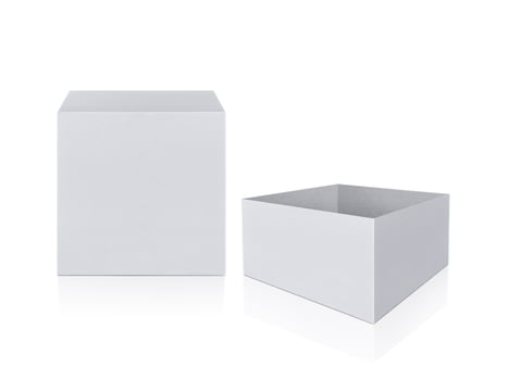 blank packaging white cardboard box isolated on white background ready for packaging design photo