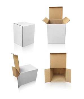 blank packaging boxes - open mockup, isolated on white background photo