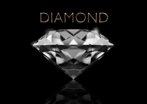 Dazzling diamond on black background photo