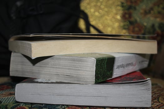 Picture of a pile of books photo