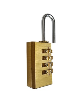 padlock with combination lock,in locked position,Isolated on white background photo