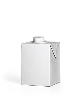 Box empty white fruit juice  isolated on white background photo