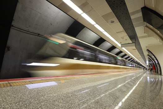 Metro moving in a Station photo