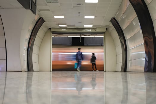 Metro moving in a Station photo