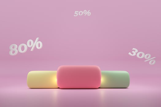 Podium with geometric shapes in pink composition ,Concept 3d illustration or 3d render photo
