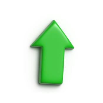 Green up arrow isolated on white background with shadow. Growth and forward concept. 3D rendering. photo