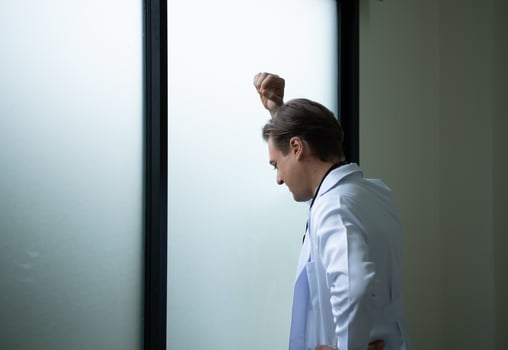 Emotions, feelings of disappointment in the treatment of the doctor's patients that fails due to factors photo