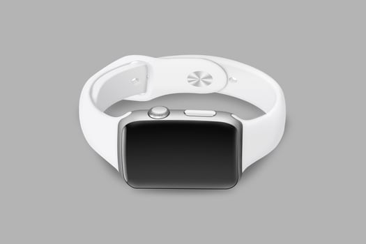 Black and white Smart watch mockup set isolated on a grey background. 3d rendering. photo