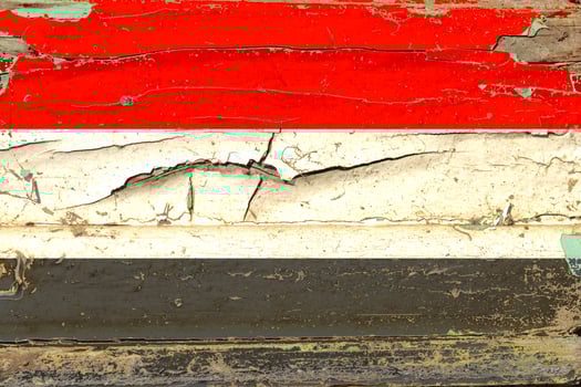 3D Flag of Yemen on wood photo