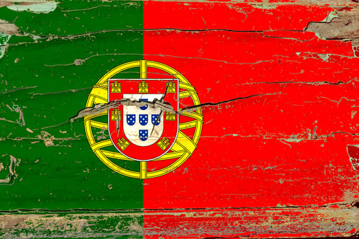 3D Flag of Portugal on wood photo