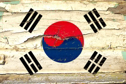 3D Flag of South Korea on wood photo