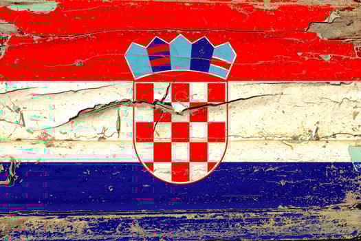 3D Flag of Croatia on wood photo