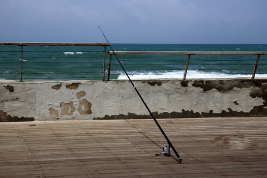 Fence in a city park on the Mediterranean Sea in Israel photo