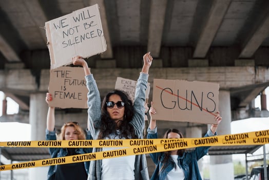 There will be success. Group of feminist women have protest for their rights outdoors photo