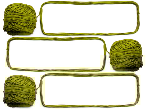 Three of knitting yarn on white background photo