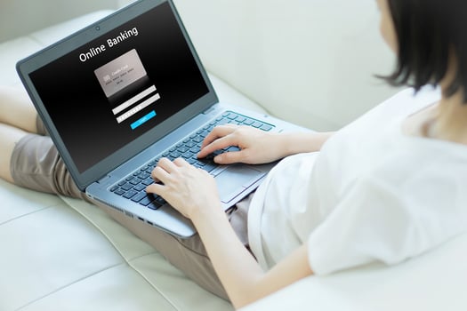 Woman use online banking concept photo
