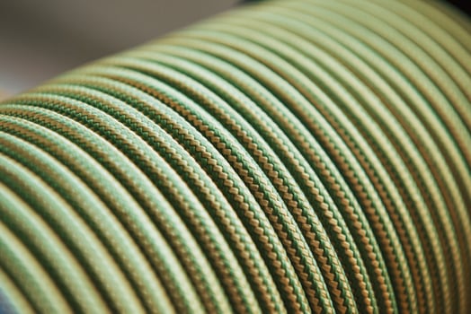 Strong cables. Many of the green colored knots for the sports and ship equipment photo