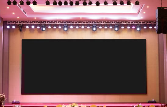 Empty stage Design for mockup and Corporate identity, Display.Platform elements in the hall.Blank screen system for Graphic Resources. Scene event led to night light staging, event photo