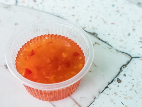 Red chilli sweet sauce in the traditional Thai style. photo