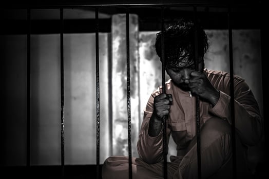 Hands of men desperate to catch the iron prison,prisoner concept,thailand people,Hope to be free. photo