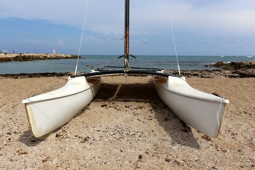 Boat on the Mediterranean coast in northern Israel photo