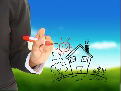 Draw a house with a pen photo