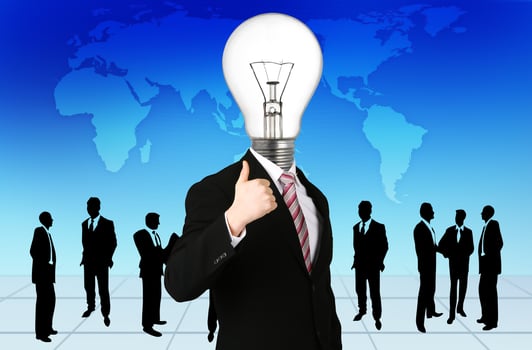 lamp head businessman have got an idea photo