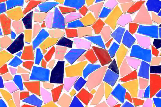 mosaic wall decorative ornament from ceramic broken tile photo