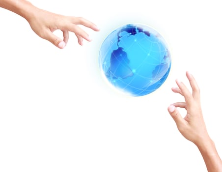Globe cupped between open hands photo