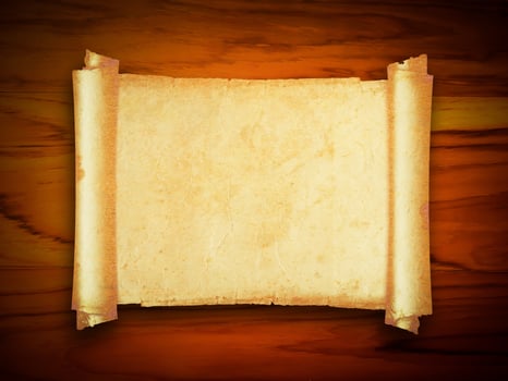 old paper manuscript on brown wood texture with natural patterns photo