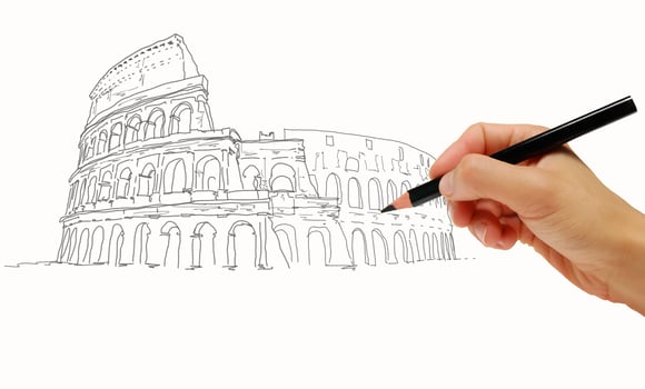 Drawing Colosseum, Rome, Italy photo