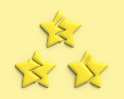 3D illustration of bad service shown as broken star photo