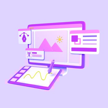 3D Graphic Designer Illustration Side View photo