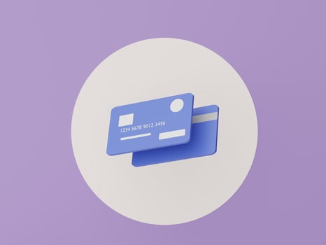 3d render Minimal Credit cards that floating on white banner screen. Money concepts financial planning. Online shopping. Wealth management franchises. Cashless society scene. photo