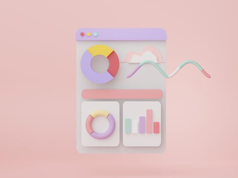 3d render SEO data an analytics. User interface for web banner and mock up. Business graph chart for future planning. Investment management and financial innovations. Marketing concept. photo