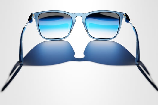 3d illustration of black hipster sunglasses on isolated background photo