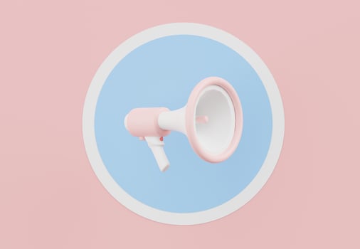 3d render of megaphone with speech bubble and copy space for mock up and web banner. photo