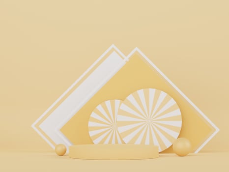 Podium for product placement with Retro modern and contemporary design. 3d rendering minimal scene for mock up and showing brand. Pedestal platform for cosmetic advertise. Various of arch simple. photo