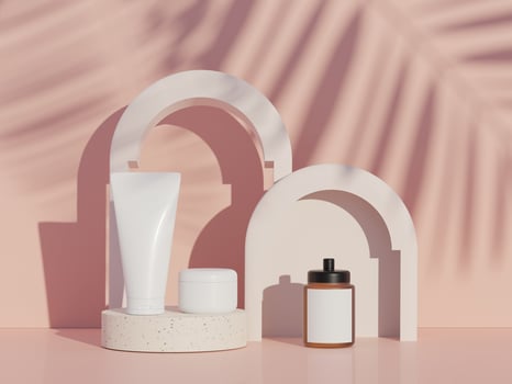 3d render of blank cosmetics skincare product or packaging for mock up. Terrazzo design. Beauty soap and spa concept. Lotion oil moisture for skin health. Premium and luxury design for branding. photo