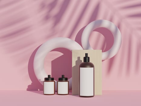3d render of blank cosmetics skincare product or packaging for mock up. Terrazzo design. Beauty soap and spa concept. Lotion oil moisture for skin health. Premium and luxury design for branding. photo