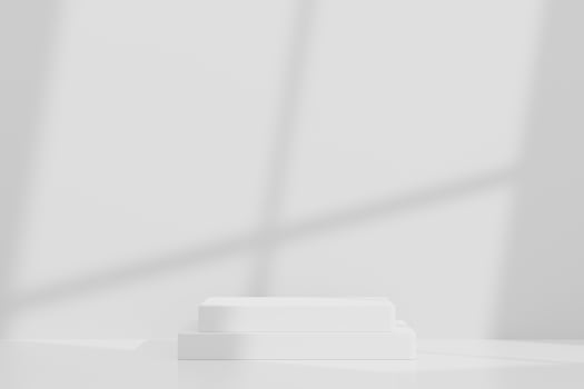 3d abstract background white podium for product presentation and brand advertising with shadow of windows and roof. Empty scene for mock up. photo