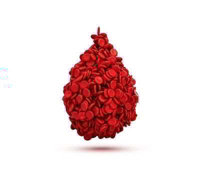 Drop of Red Blood Cells Isolated on white Background 3D Illustration photo