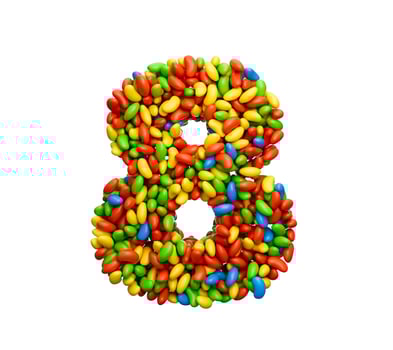 Digit 8 Colorful Jelly Beans Number 8 Rainbow Colourful candies jelly beans 3d illustration photo
