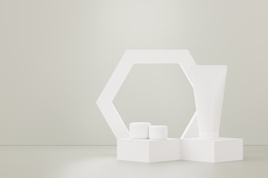 3d render of blank cosmetics skincare product or packaging for mock up. Beauty soap and spa concept. Lotion oil moisture for skin health. Premium and luxury design for branding. photo